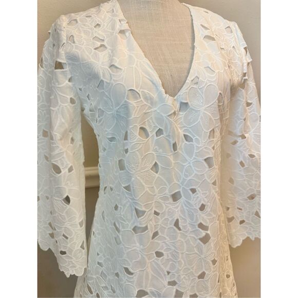 Cara Cara annabelle dress scalloped floral eyelet white size small NWT - Picture 7 of 11